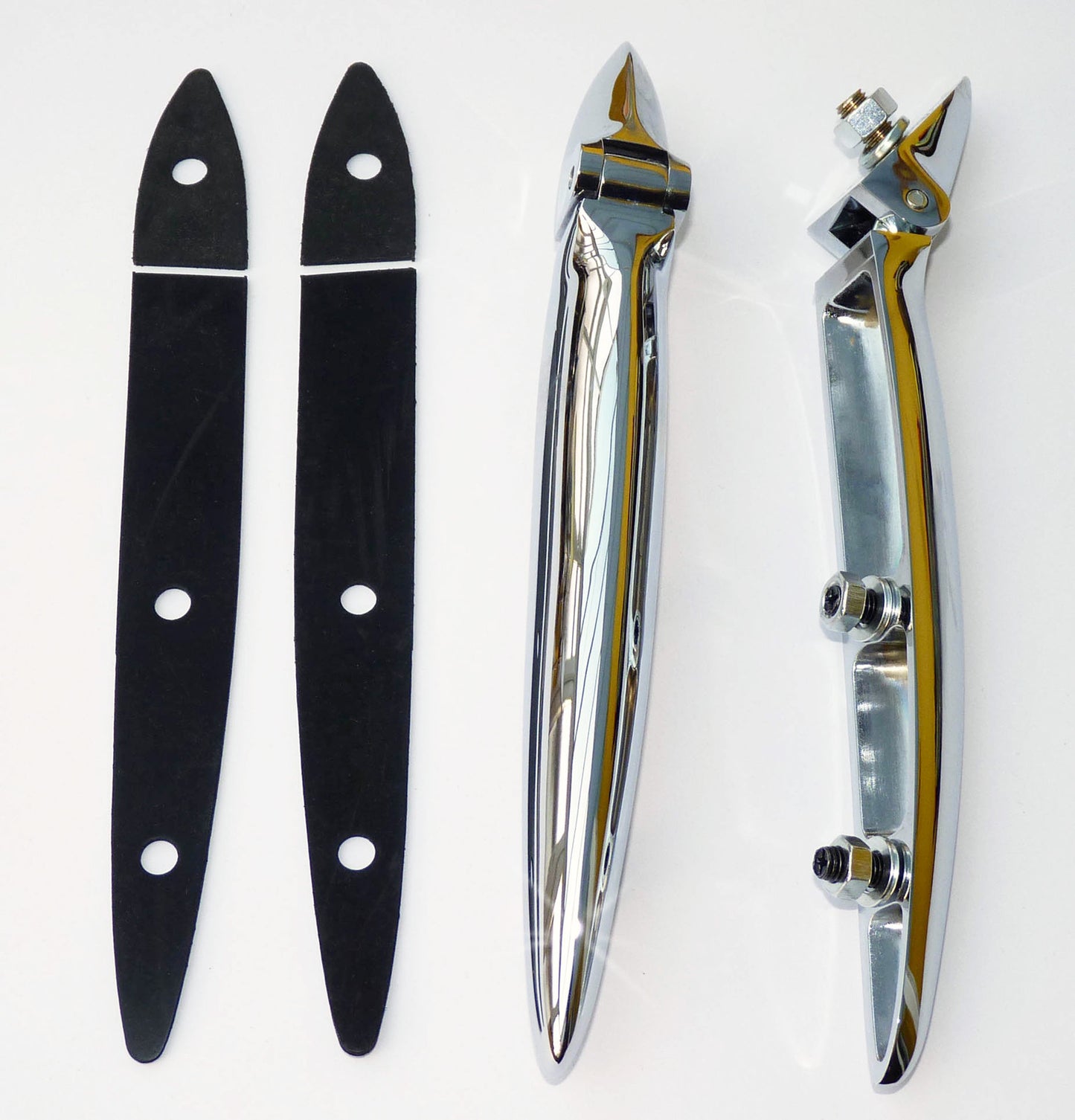 Austin Morris Minor Chrome Boot Hinge Set with Gaskets, ADA4532 & ADA4533