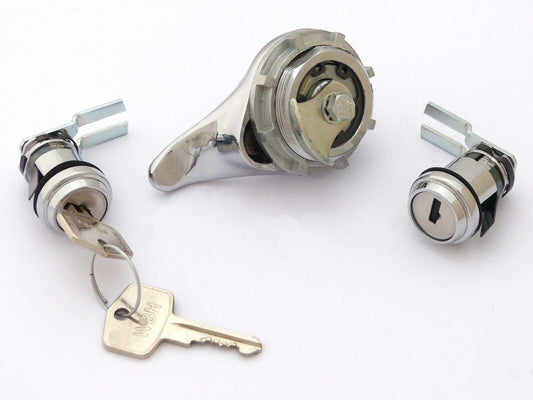 MGB & MGBGT, WBH OE Chrome 3 Piece Boot & Door Lock Set, AHH6179 BHH972/3