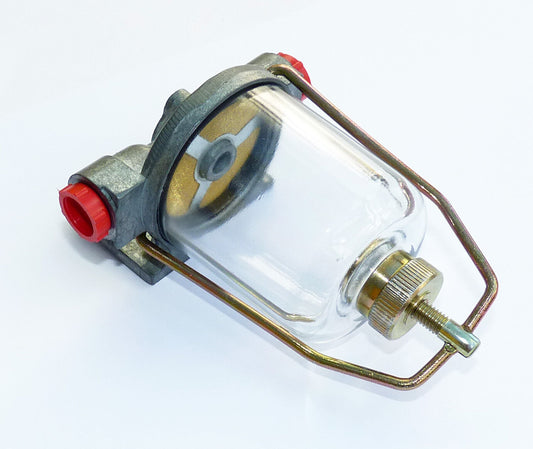 Classic Car AC High Flow Delco Type Fuel & Water Trap Glass Bowl Filter L to R