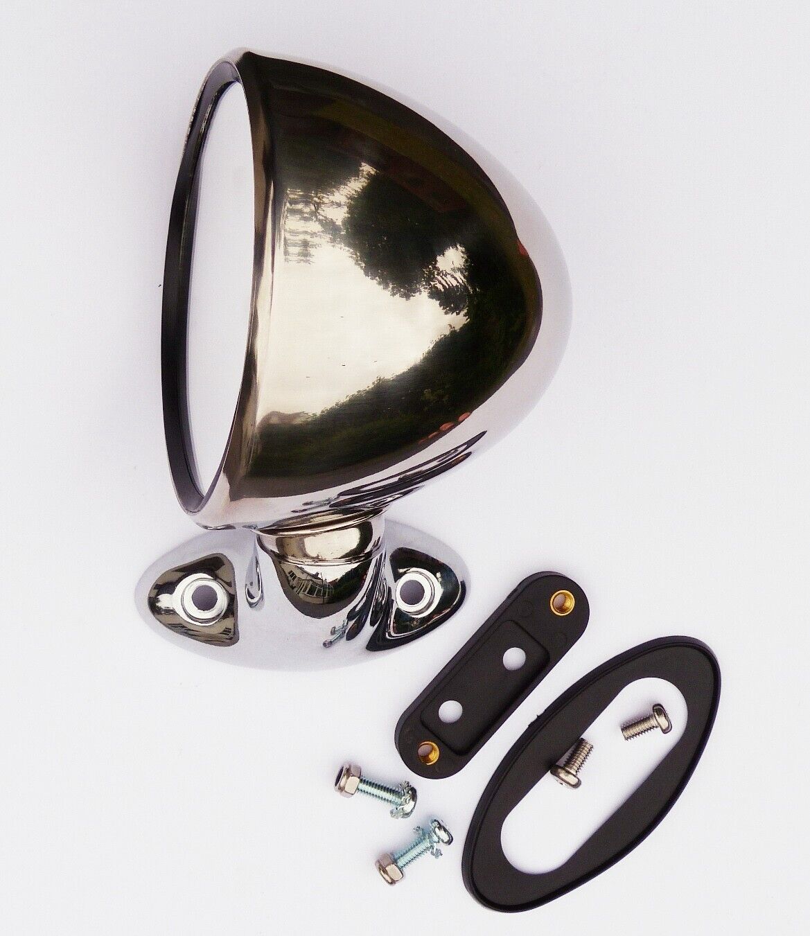 Polished Stainless Steel Right Hand Bullet Style Convex Glass Door Mirror, Mini