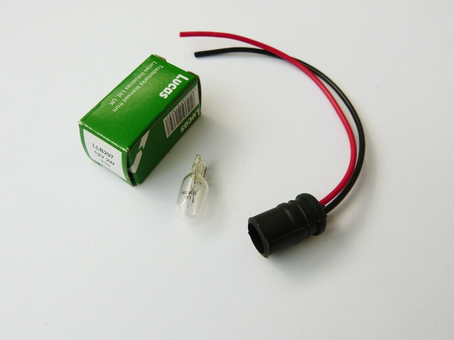 General Gauge Bulb Holder & Lucas LLB297 / 2132 Capless Wire End 12V 2W Bulb