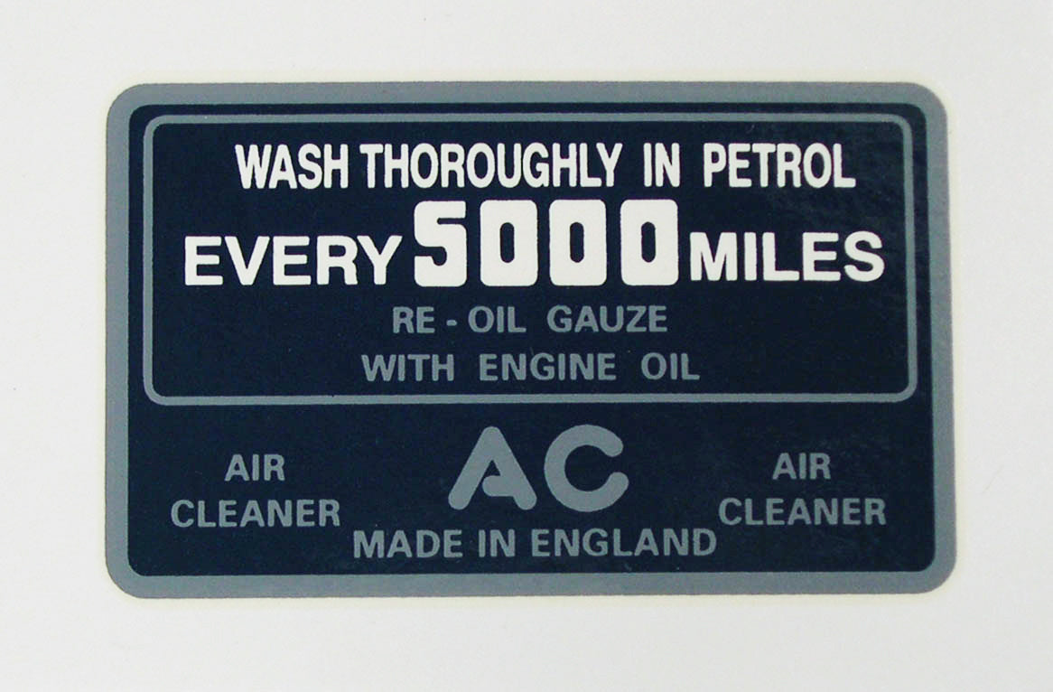 AC Air Filter Cleaner Transfer, for Triumph TR2 & TR3