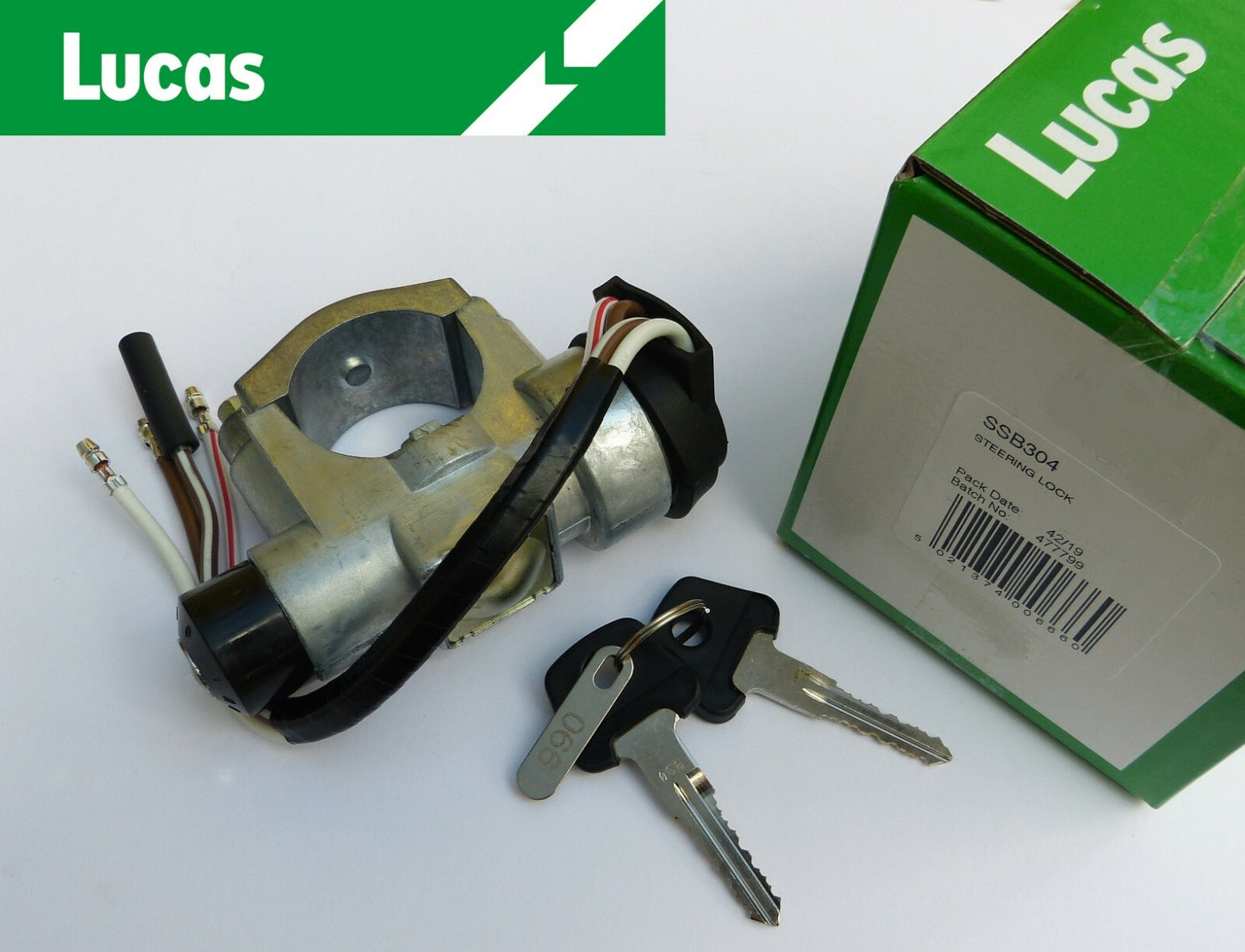 Lucas SSB304 Steering Lock / Ignition Switch + Keys, MGB Sprite Midget, 18G8905X