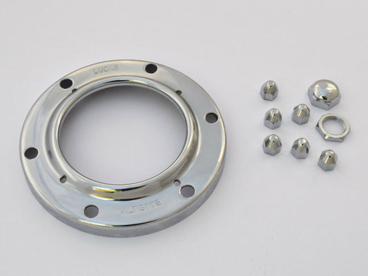 Genuine Lucas Altette Vintage Horn Chrome Rim & Nut for Classic Car & Motorcycle