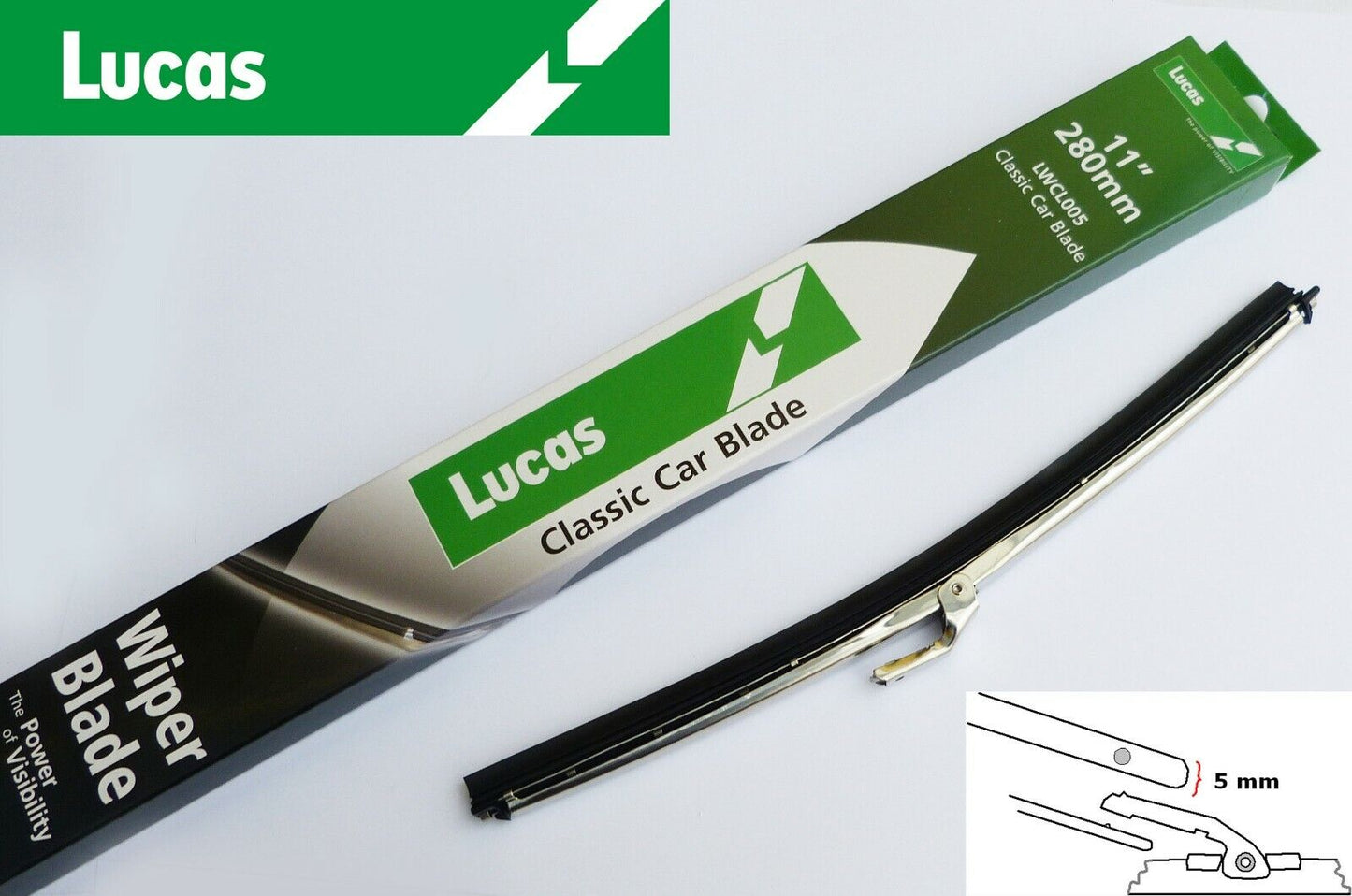 Lucas LWCL005 Stainless Steel Wiper Blade 11" 5mm Bayonet, For Mini etc GWB223