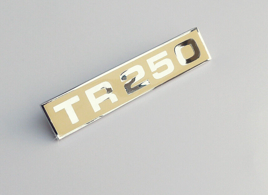Triumph TR250 Cream & Chrome Rear Boot lid Badge, 622262