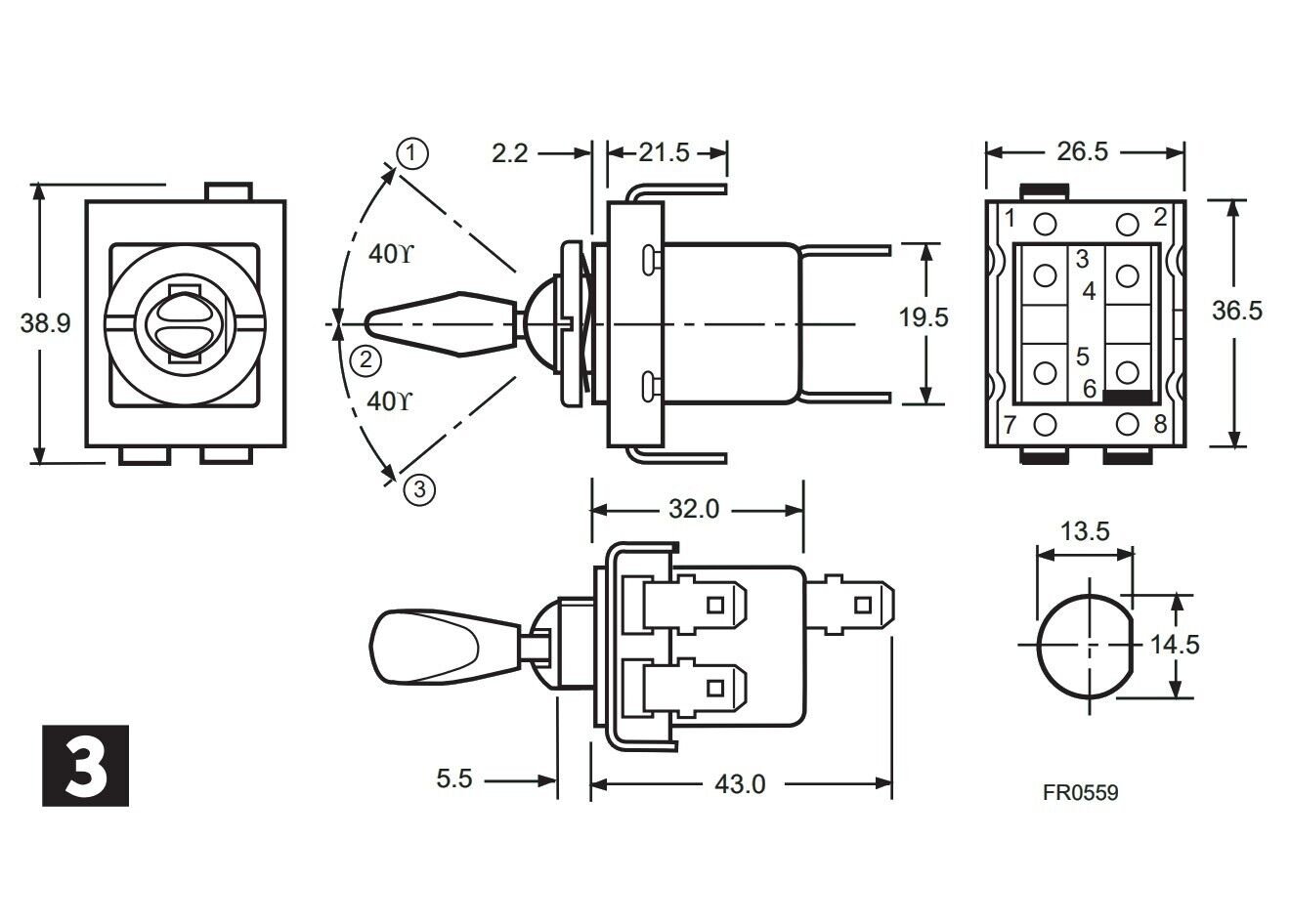 Lucas 35927 3 Position Wiper Switch 57SA, MGB, MGC, Land Rover BHA4786