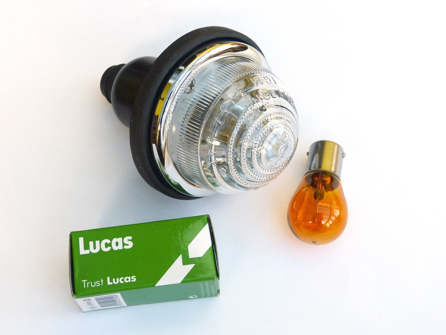 Lucas L594 Clear Flasher / Indicator Lamp with Glass Lens & Amber Bulb, 2A9013C
