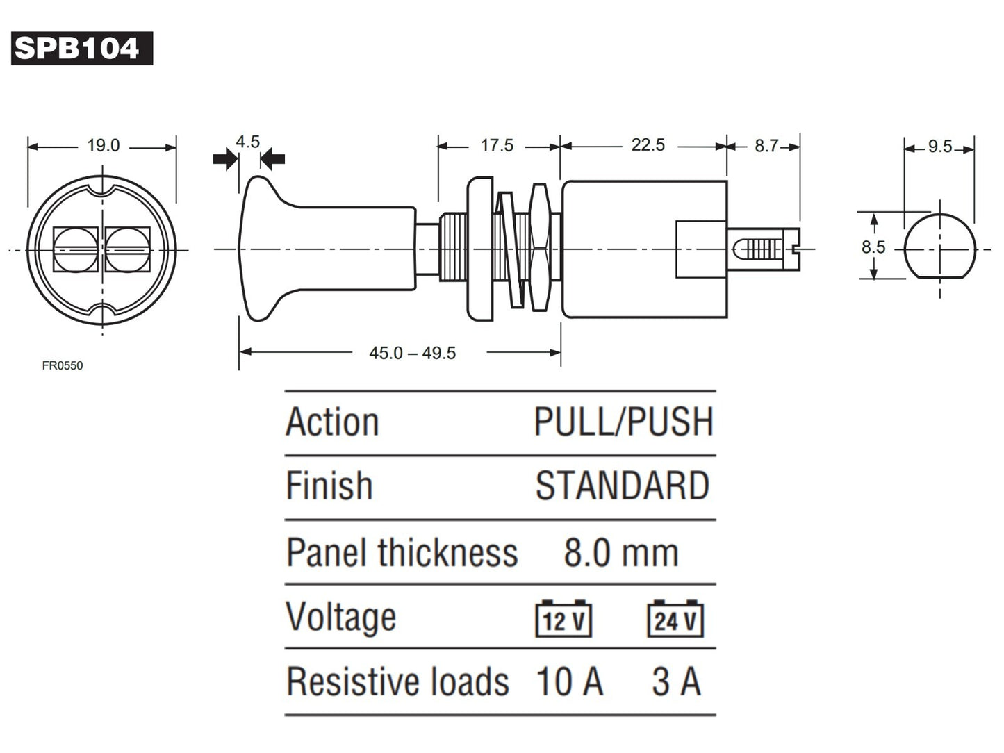 Lucas SPB104C PPG1 On-Off Pull Switch Cream Knob For Classic Cars, 2H4841, 31434
