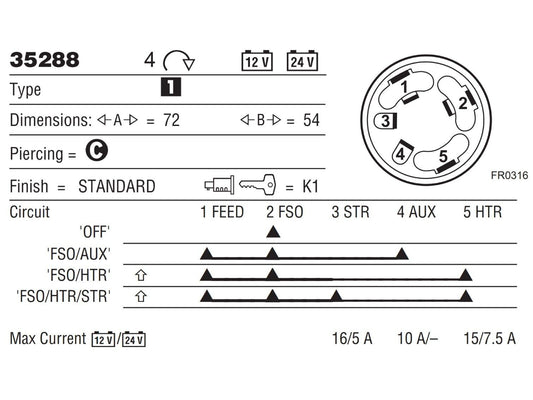 Lucas 35288 Heavy Duty Ignition Switch 128SA, Land Rover Defender 3, Lister etc