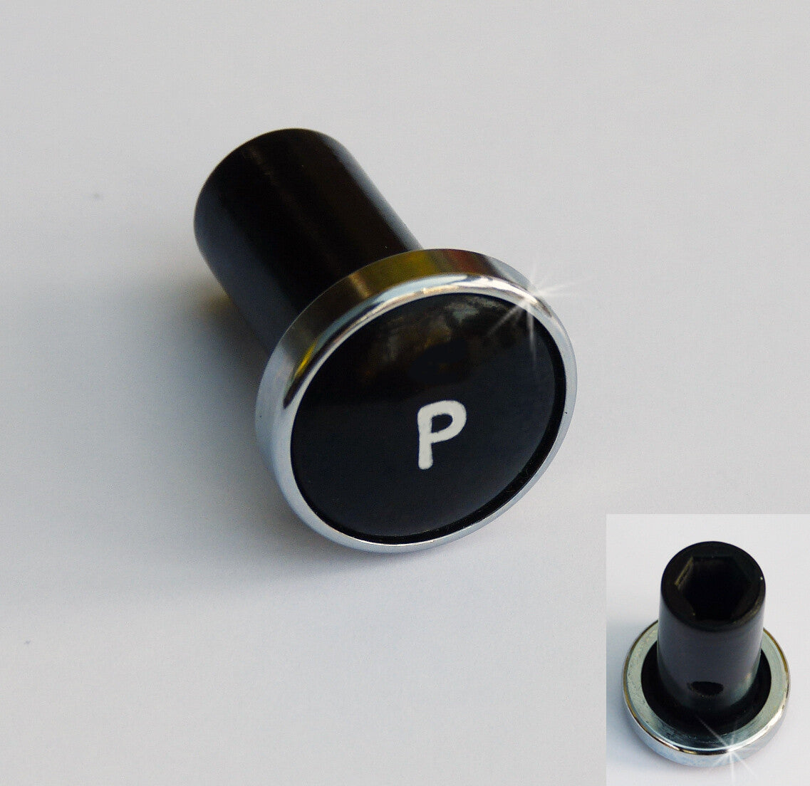 Lucas Type Classic Car Chrome Rimmed Black P Panel Knob, Riley Wolseley etc