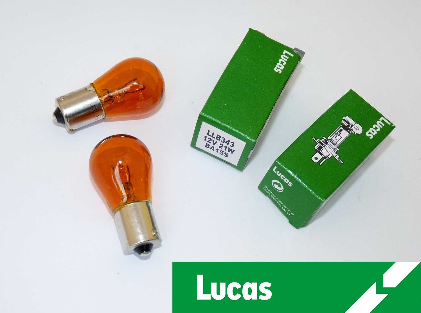 Lucas 12V 21W Pair Amber Single Filament Indicator Lamp Bulbs LLB343 GLB343