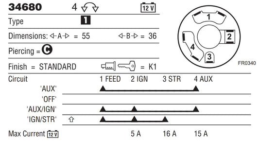 Lucas 31912, SPB501, 47SA Ignition Switch 127651 for MGB Midget Triumph TR GT6