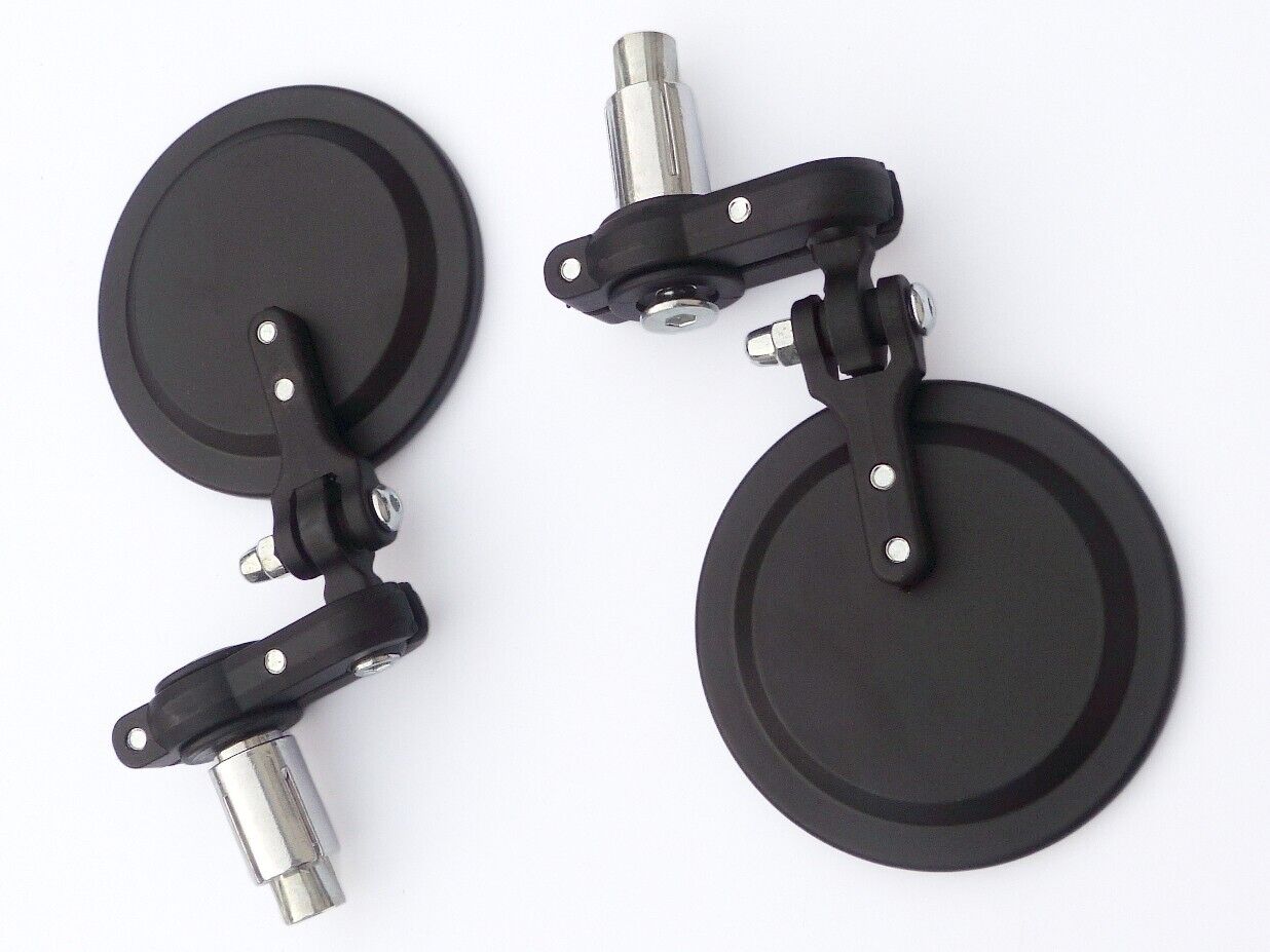 Pair of MCE Classic Motorcycle Black Universal ⅞" Handle Bar End Mirrors