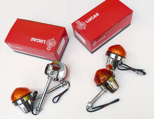 2 Pairs of Lucas L784, (5" & 3") Stem Motorcycle Indicators, Triumph BSA Norton