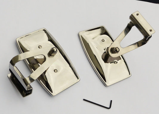 Pair Austin BMC Classic Mini Stainless Steel Clamp-On Oblong Overtaking Mirrors