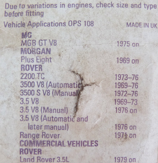 Lucas NOS OPS108 Oil Pressure Switch ½ inch x 20 Thread for MG, Morgan, Rover
