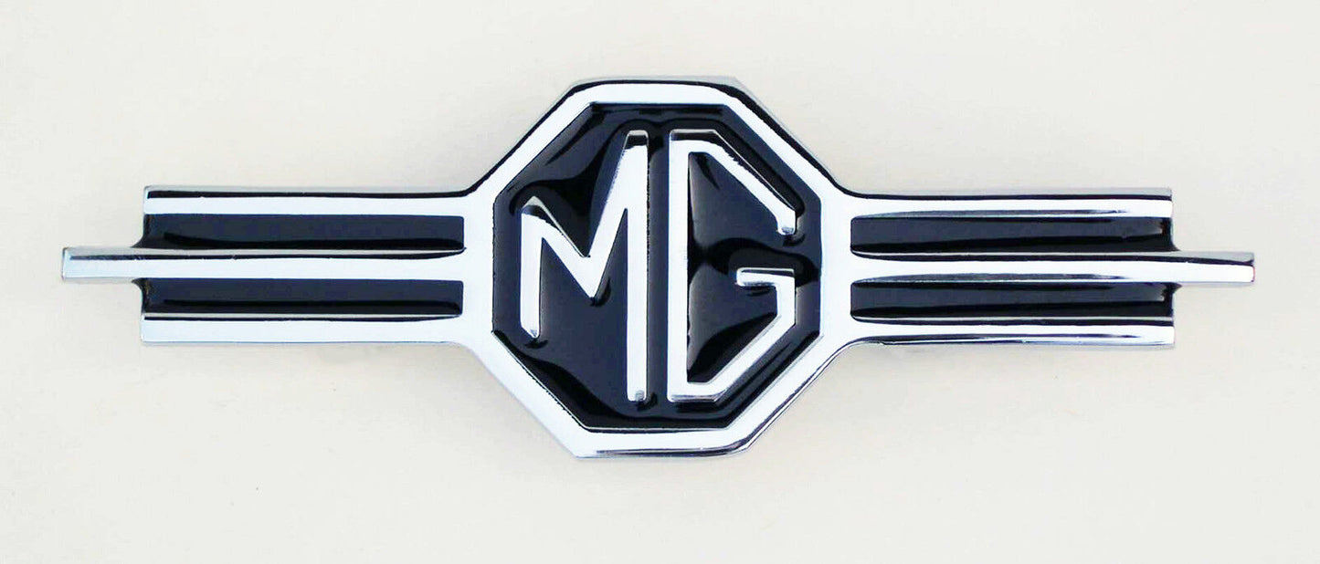 MG Chrome and Black Facia / Dash Badge, for MGA etc, MG part AHH5258, 130254