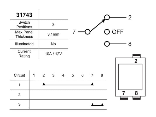 Lucas 31743 On Off On Switch 57SA, 2A9074, Austin Healey Sprite, Triumph Norton