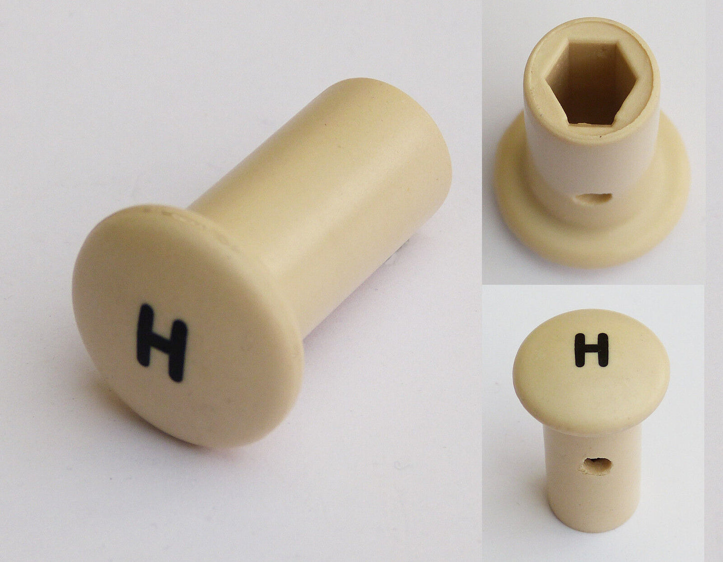 Classic Car "H" Heater Cream Knob for Morgan Alvis Morris Wolseley etc