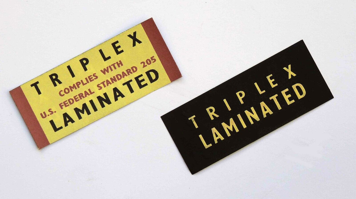 Triplex Laminated Windscreen Paper Label Classic Cars, MG Mini Austin Lotus