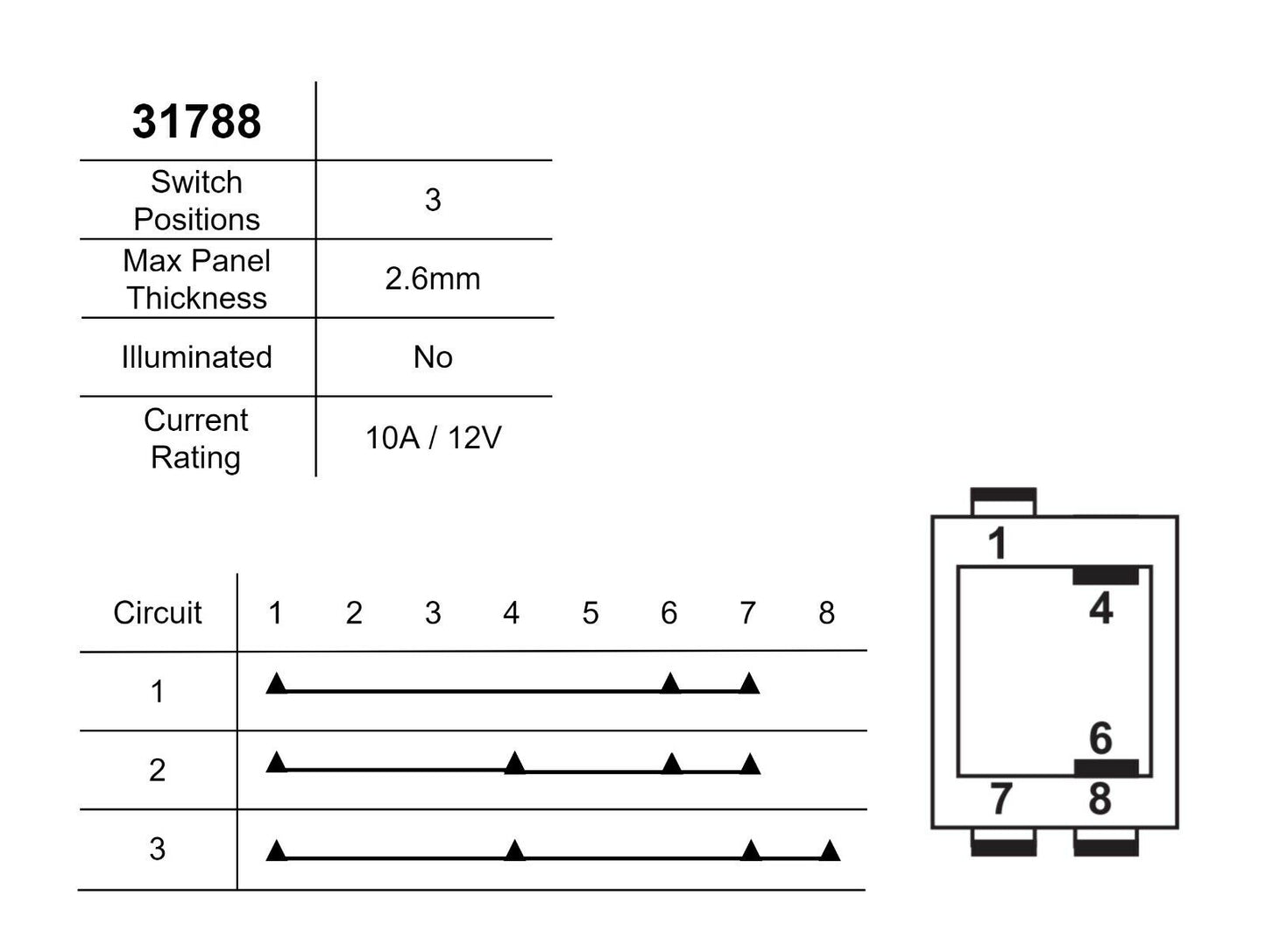 Lucas 31788 Off On On Switch 57SA, BCA4294 & 1H9077 for Mini, MGB Triumph Norton