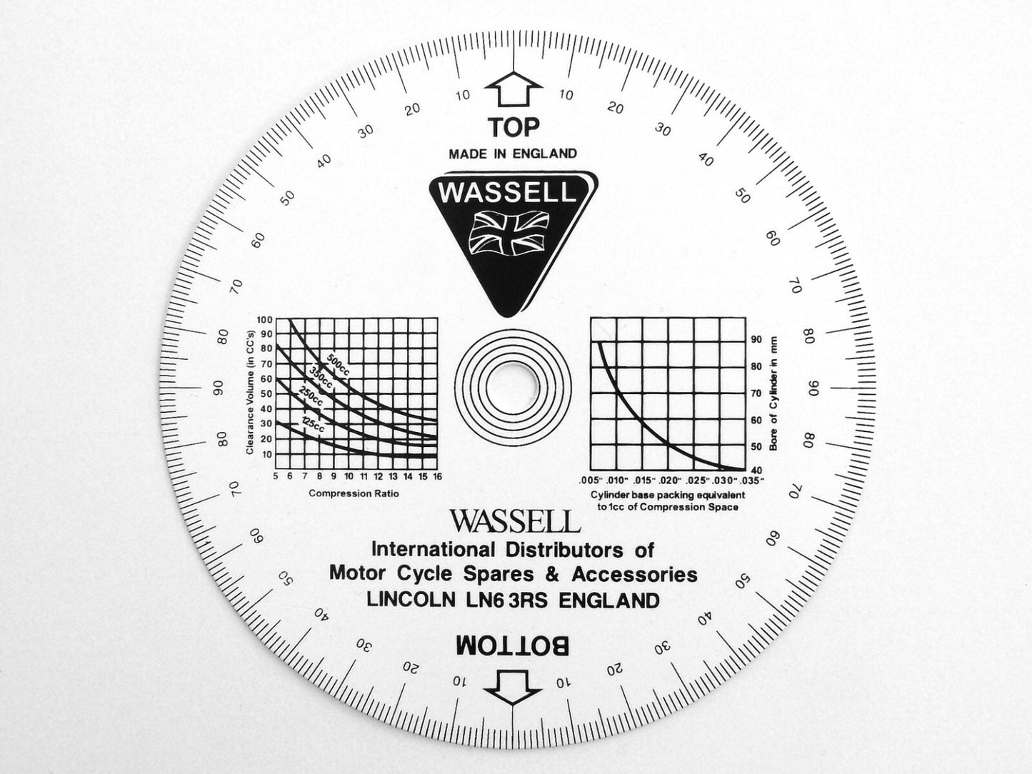 Wassell Degree Timing Disc / Disk Ariel AJS, Triumph Norton BSA Rudge Matchless