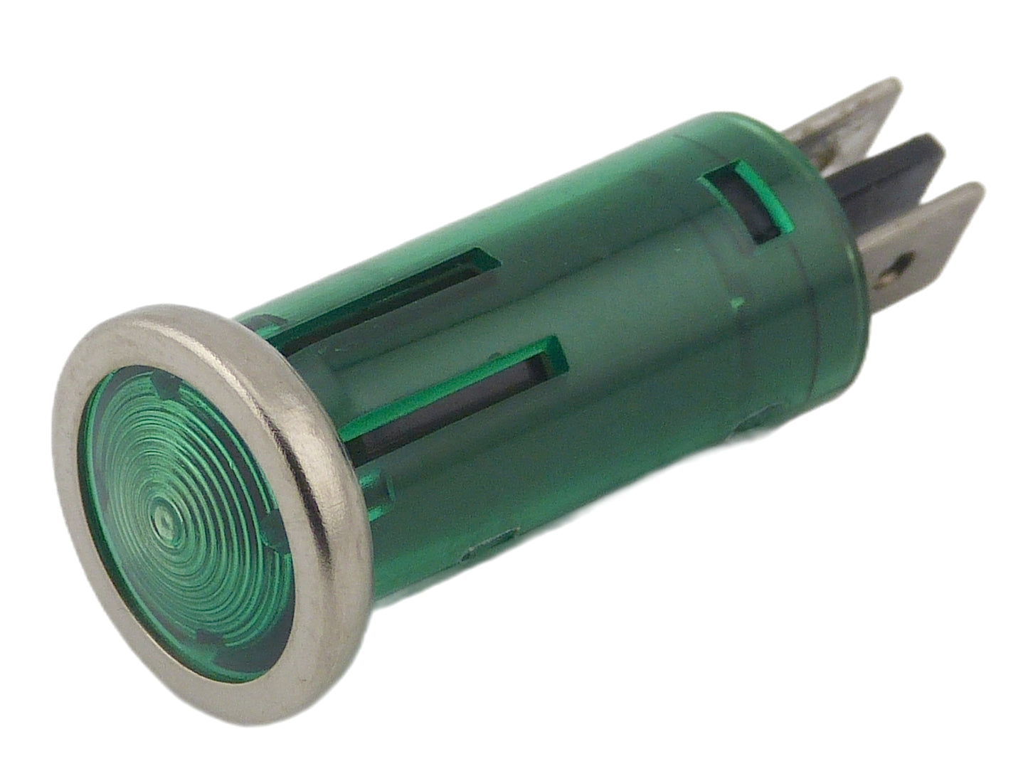 Classic Car Green Panel Warning Light / Lamp with Chrome Rim, AAU4824