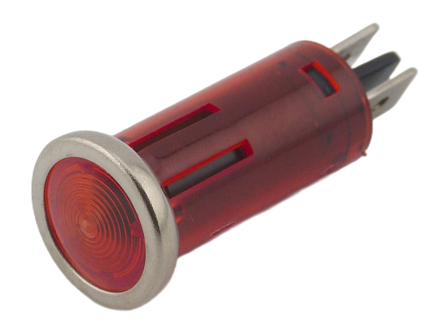 Classic Car Red Panel Warning Light / Lamp with Chrome Rim, BCA4780