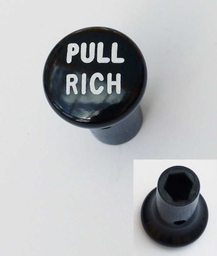 Control Cable "Pull Rich" Black Choke Cable Knob, Classic & Vintage Car