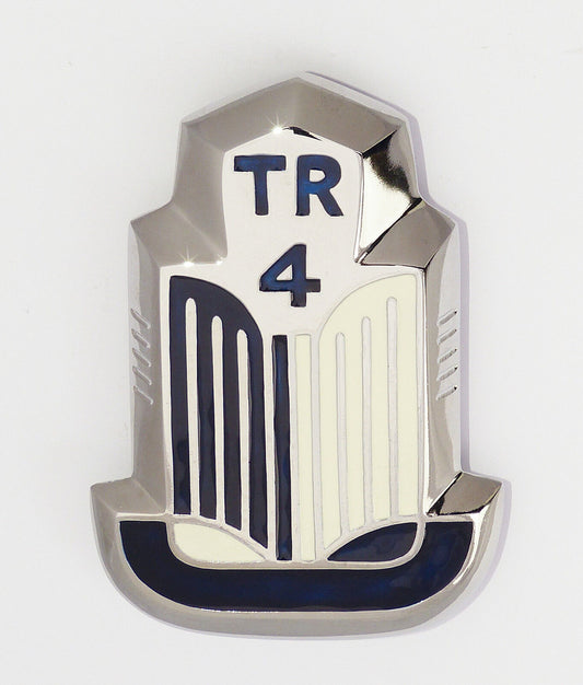 Triumph TR4 Blue & White Enamel and Chrome Shield Badge / Medallion, 705950