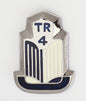 Triumph TR4 Blue & White Enamel and Chrome Shield Badge / Medallion, 705950