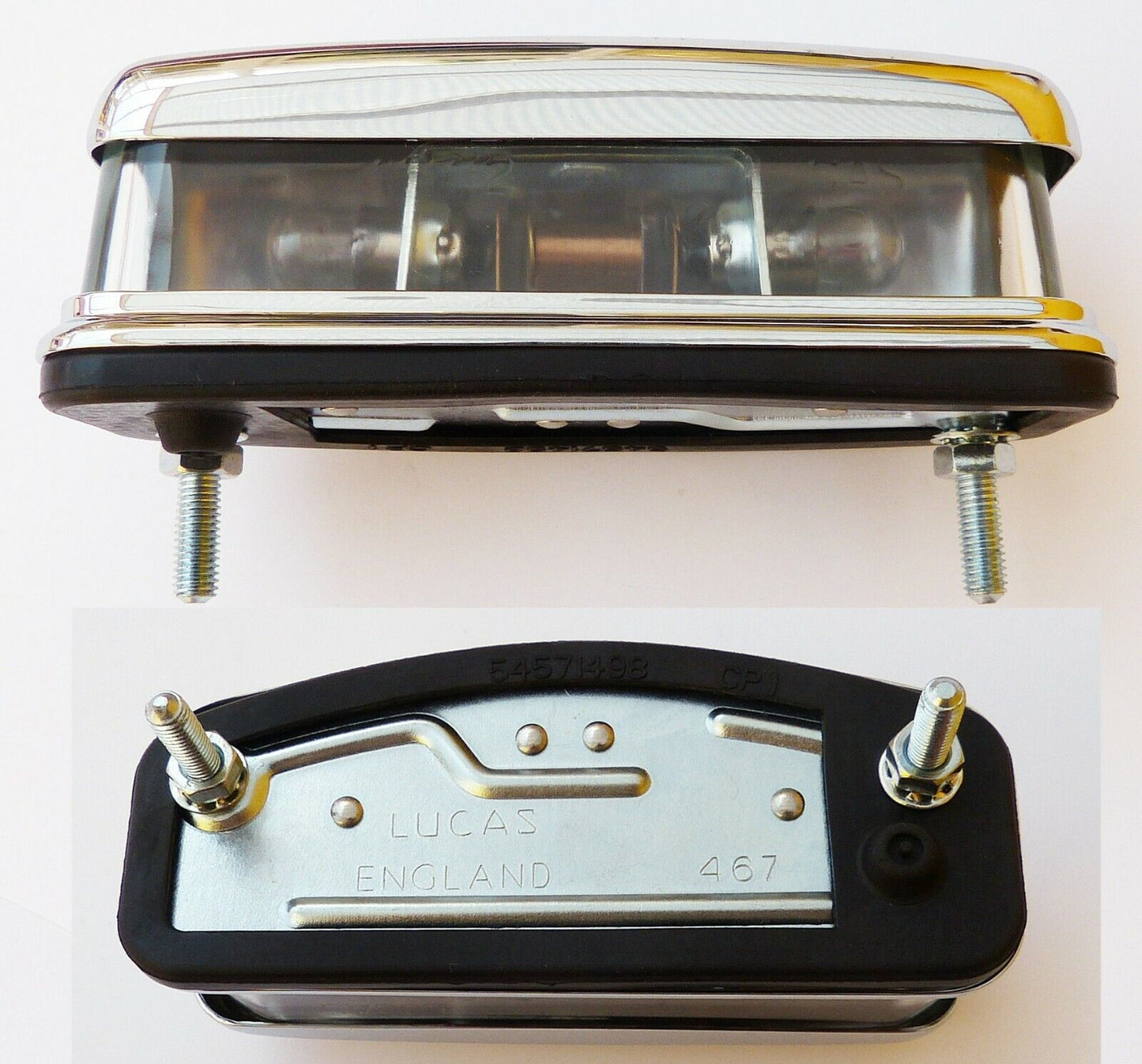 Lucas L467 Chrome Classic Car Number Plate Light, 127916/2 56790 BHA4153