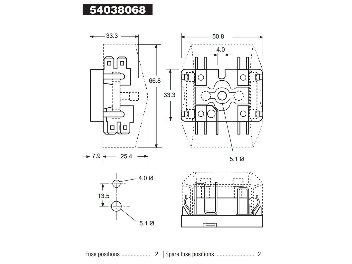 Lucas 4FJ, 2 Way Fuse Box & Cover 54038068, 606253A for Triumph GT6 MGC Sprite
