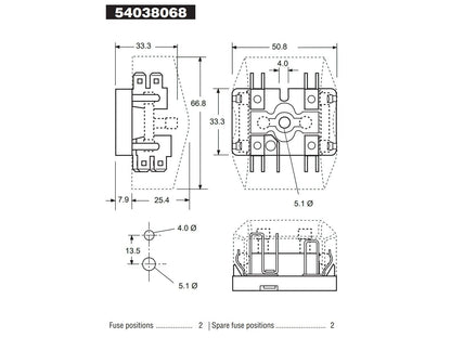 Lucas 4FJ, 2 Way Fuse Box & Cover 54038068, 606253A for Triumph GT6 MGC Sprite