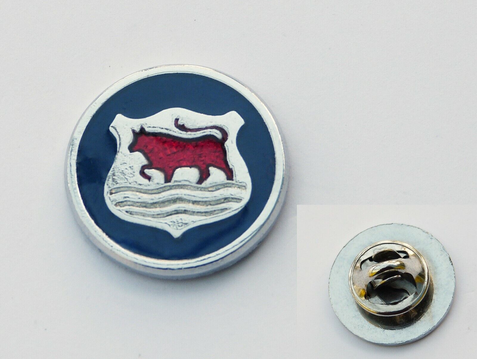 Morris Classic Car Blue & Red Enamel & Chrome British Made Quality Pin Badge