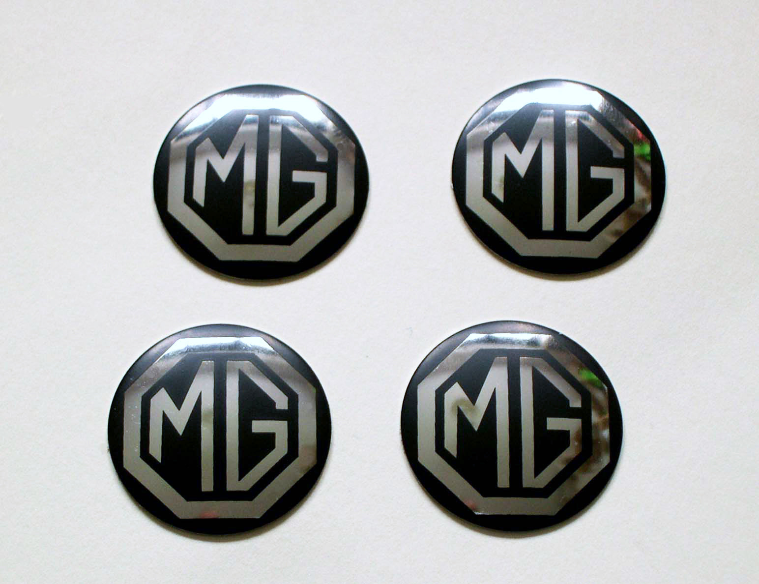 MG Midget Rostyle Wheel Centre Adhesive Badges set of 4, MG part AHA8950B