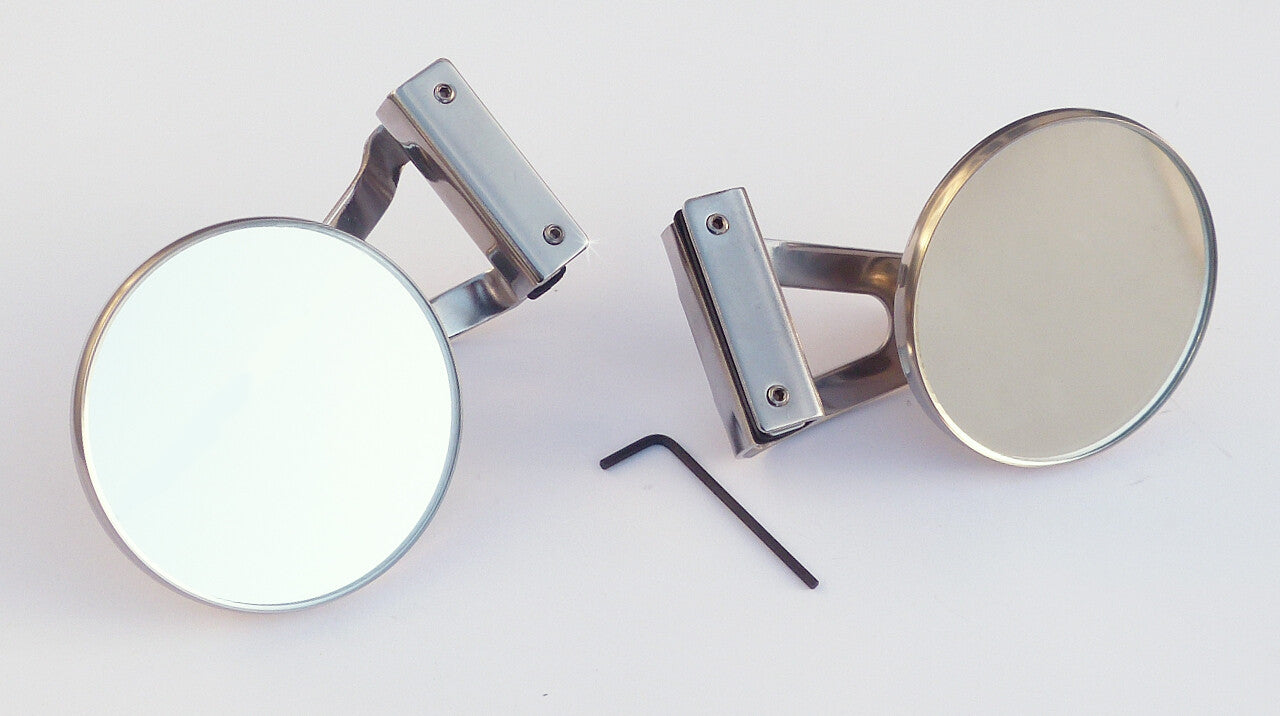 Pair of Austin / BMC Classic Mini Stainless Steel Clamp-On Overtaking Mirrors