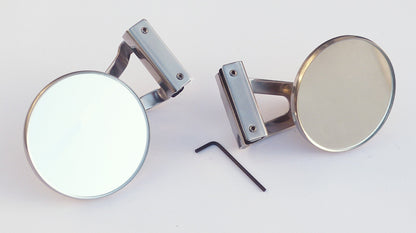 Pair of Austin / BMC Classic Mini Stainless Steel Clamp-On Overtaking Mirrors