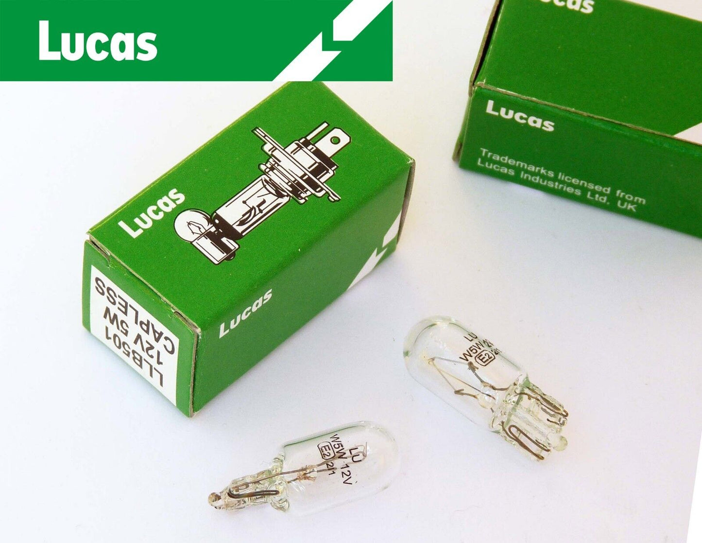 Lucas 12V 5W Pair of Clear Classic Car Wire End Capless Bulbs LLB501