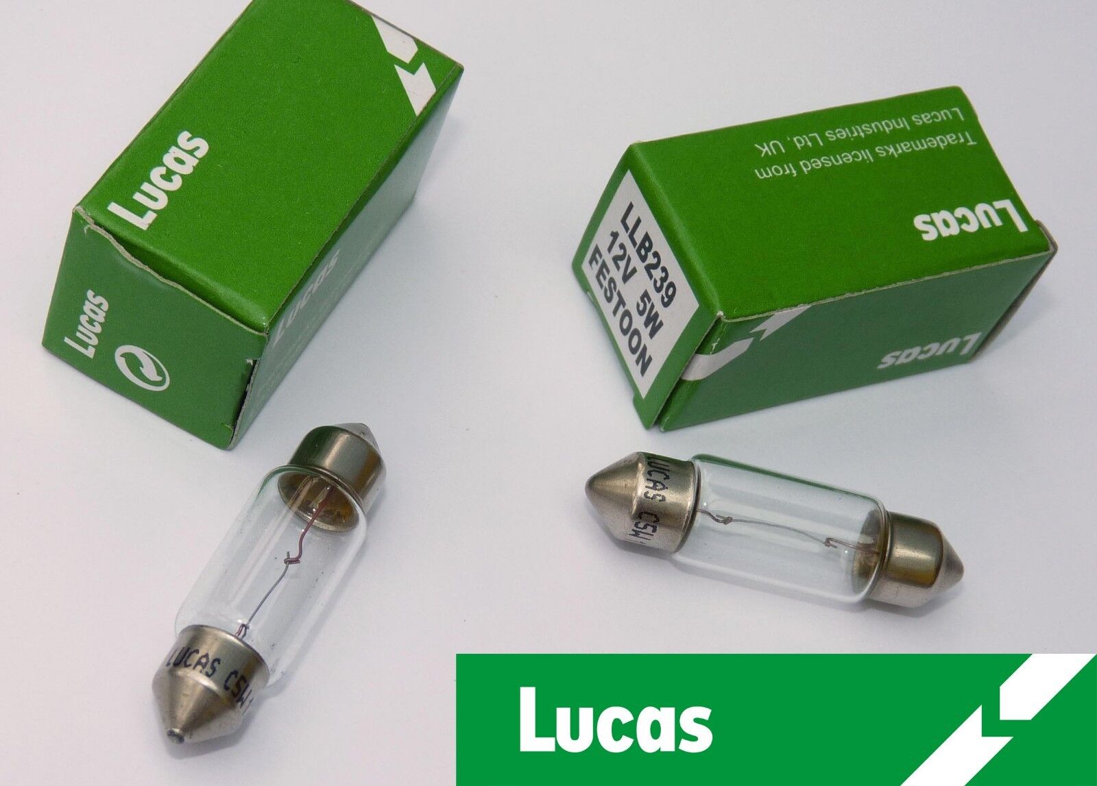 Lucas 12V 5W Pair Clear Festoon Bulbs for Interior Lights LLB239, GLB239, SV8.5s