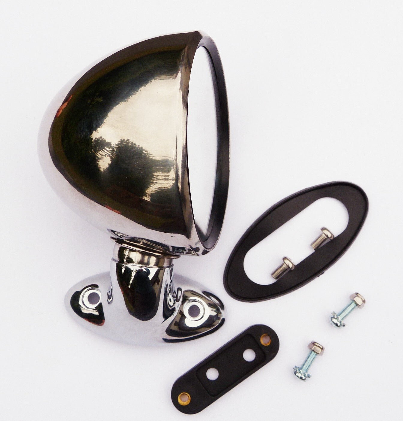Polished Stainless Steel Left Hand Bullet Style Convex Glass Door Mirror, Mini