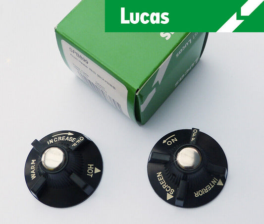 Pair MGB & MGBGT  RHD Black Heater knobs Lucas SPB899, BHA4328 & BHA4329