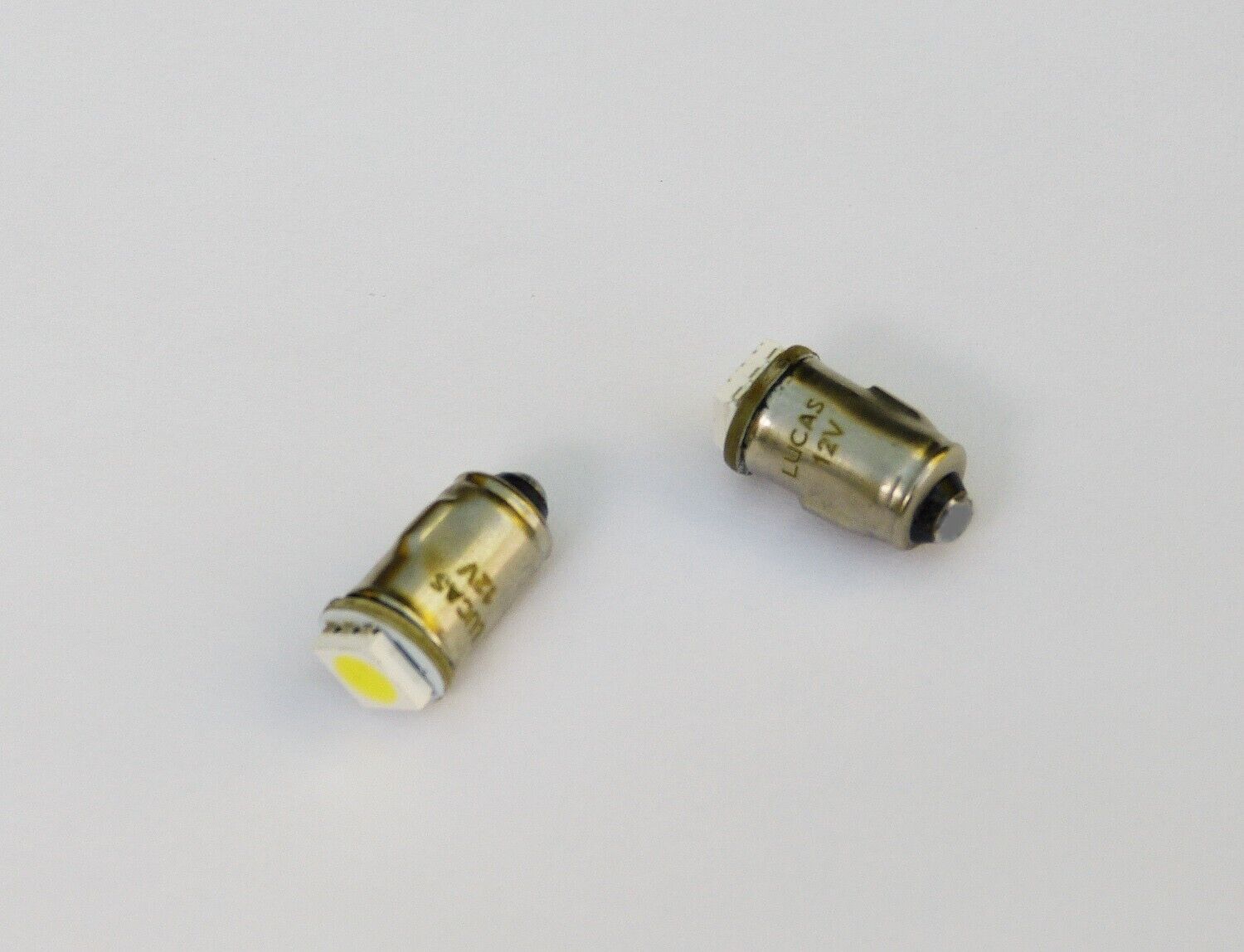 Lucas 12V Pair Clear / White LED BA7s Bulbs for Instrument Warning Lamps, LLB281
