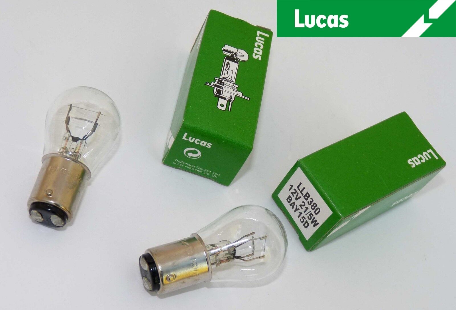 Lucas 12V 21W/5W Pair Stop & Tail Classic Car Lamp Bulbs, Lucas LLB380, GLB380
