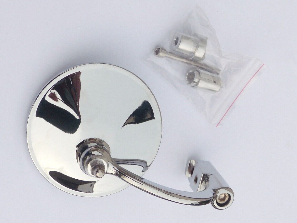 MCE Classic Motorcycle Stainless Universal ⅞" Handle Bar End Round Mirror