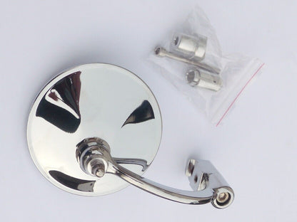 MCE Classic Motorcycle Stainless Universal ⅞" Handle Bar End Round Mirror