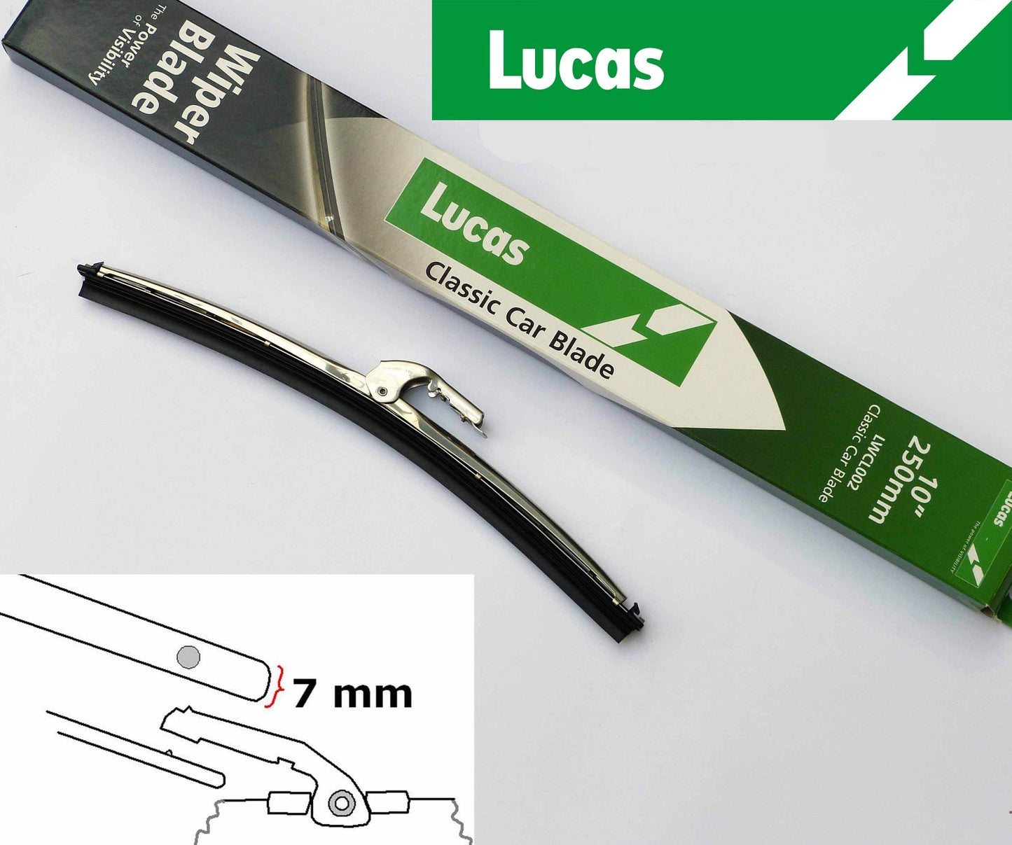 Lucas LWCL002 Stainless Steel Wiper Blade 10" 7mm Bayonet, For MGB & GT, GWB141
