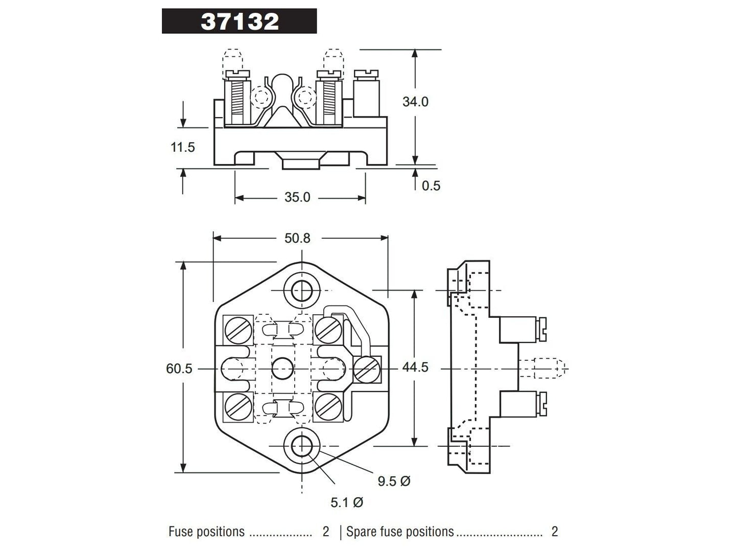 Lucas 37132 Type SF6, 2 Way Fuse Box, for Austin Healey, Triumph TR2 MGA, 1G2613