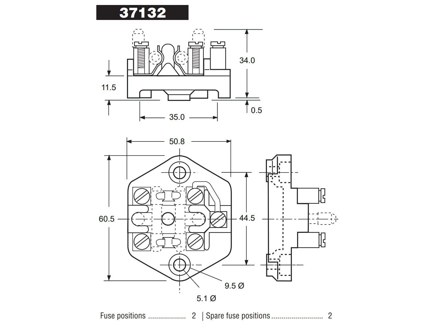 Lucas 37132 Type SF6, 2 Way Fuse Box, for Austin Healey, Triumph TR2 MGA, 1G2613